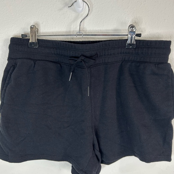 Yogalicious Womens Large Black Lounge Shorts Drawstring Pocket Athleisure Cotton - Picture 1 of 6